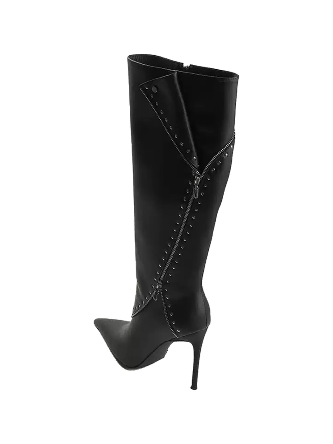 Colorful Bridge | Studded Zipper Pointed-Toe Knee-High Boots