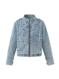 BIGGOLD | Short Denim Stand Collar Jacket
