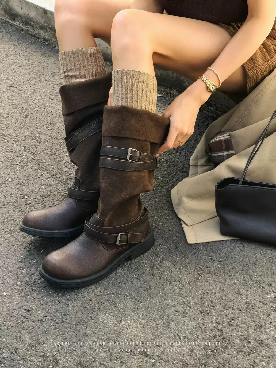 GSL | Fold-Over Slouchy Wide-Shaft Tall Boots - 3