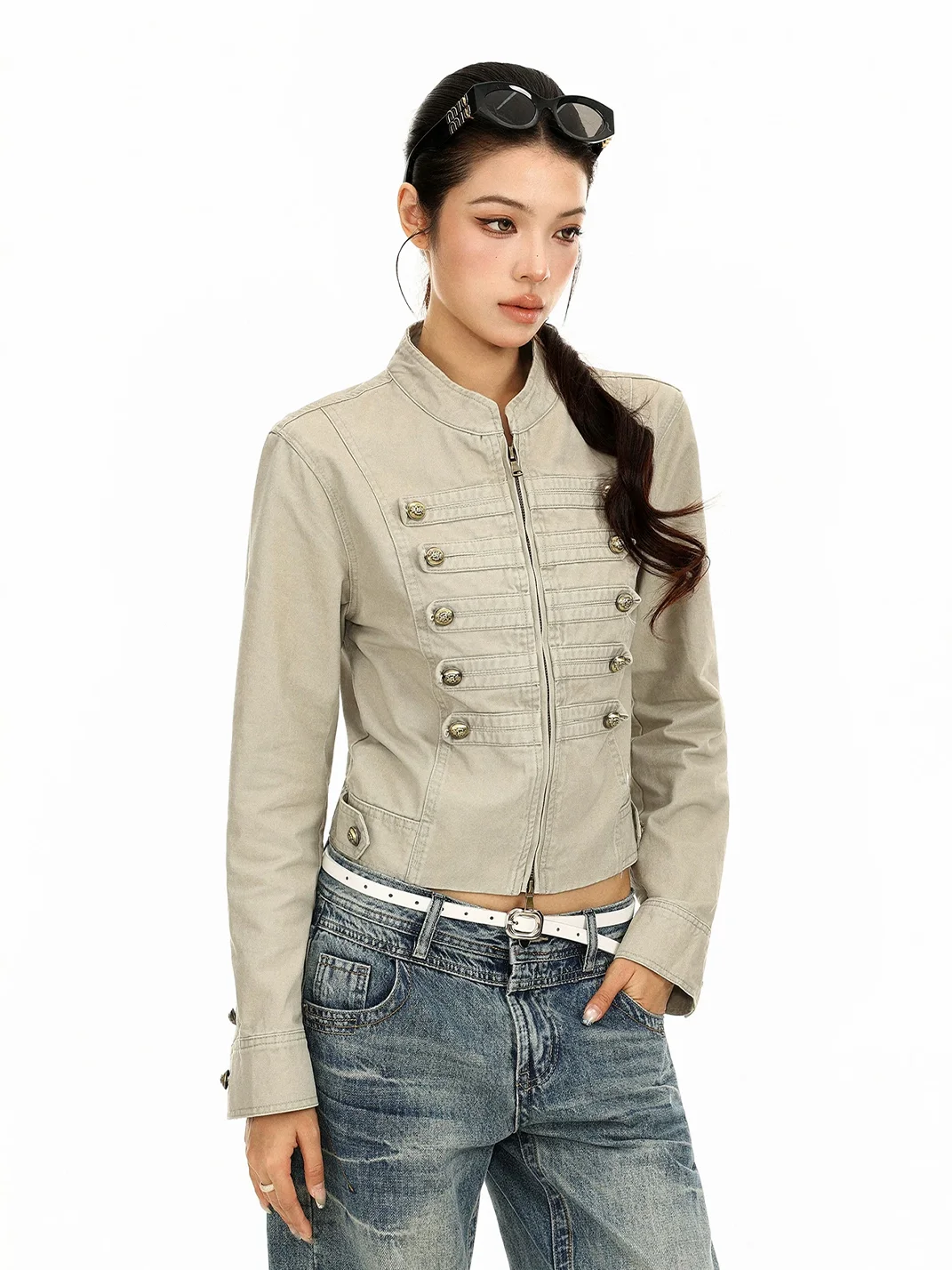 BIGGOLD | Napoleon Double-Breasted Cropped Stand-Collar Jacket