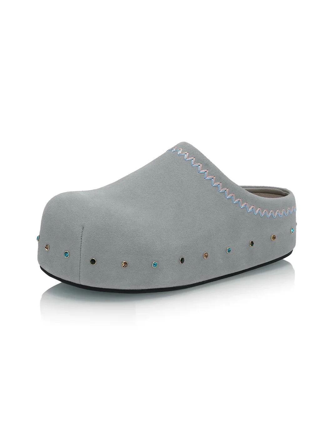 UnicornBlood | Rhinestone Platform Suede Clog Mules