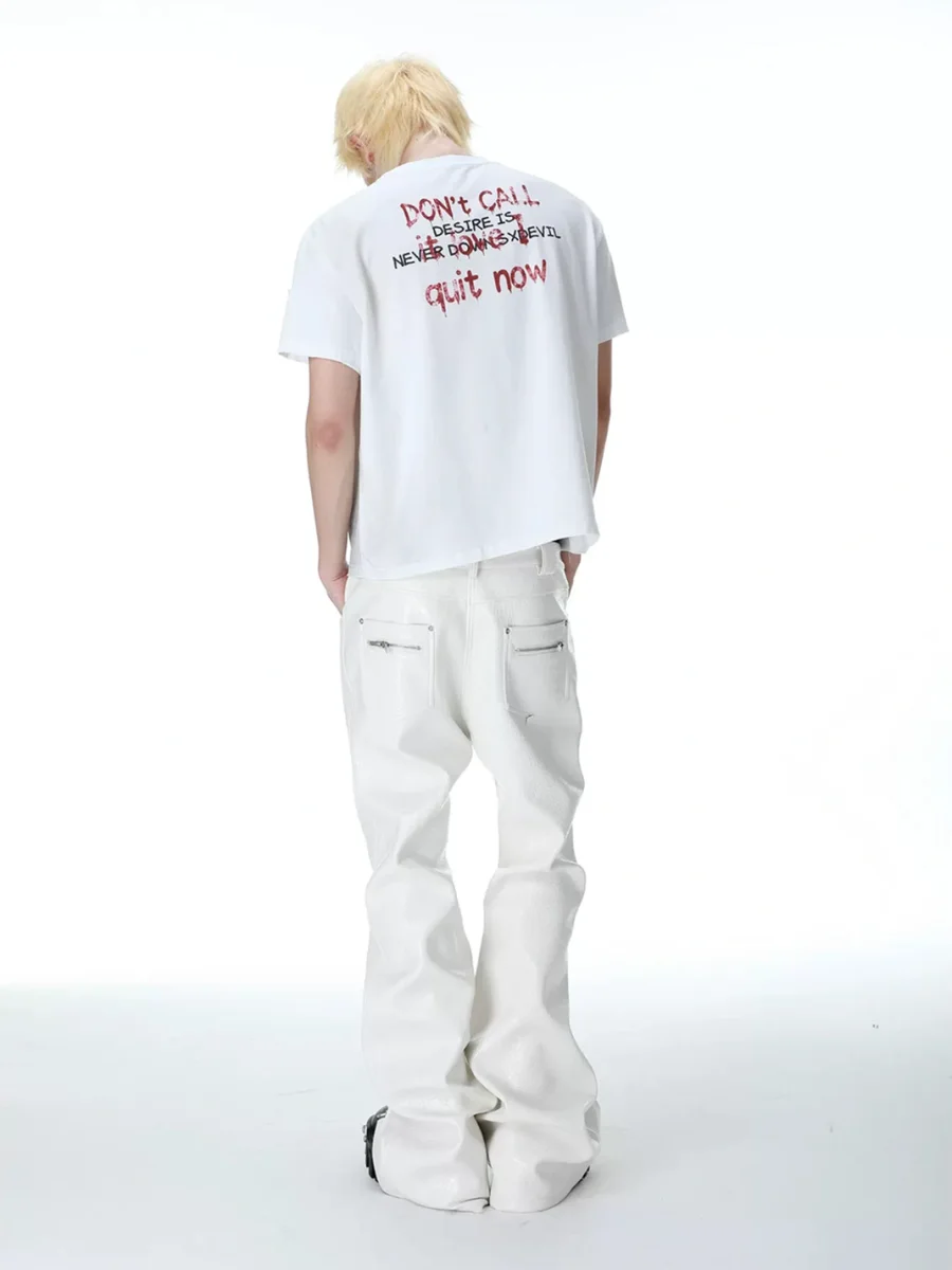 SEXXDEVIL | Washed Distressed Portrait Print Short Sleeve T-Shirt - 4