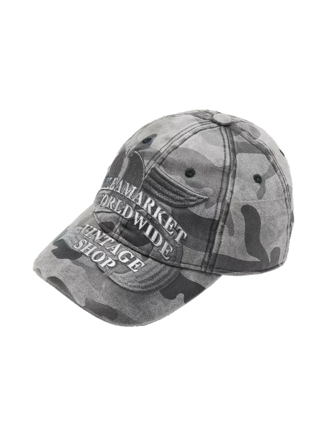 Fleamarket hat shop | Gray Camouflage Embroidered Baseball Cap