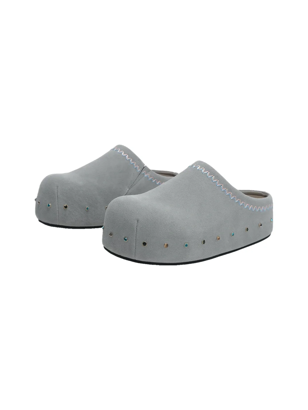 UnicornBlood | Rhinestone Platform Suede Clog Mules