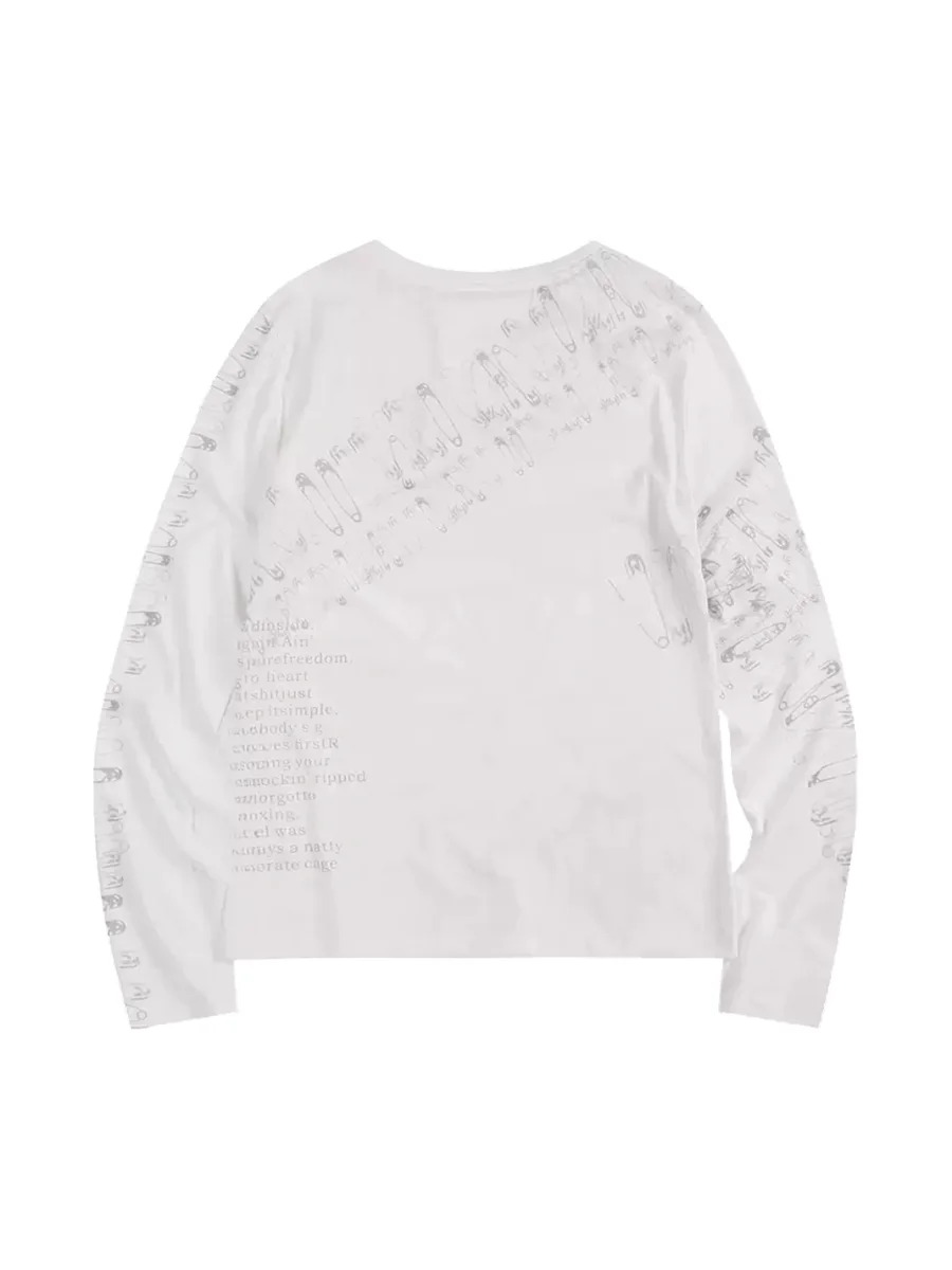 WHISTLEHUNTER | Slim Fit Safety Pin Print Long Sleeve Tee - 2