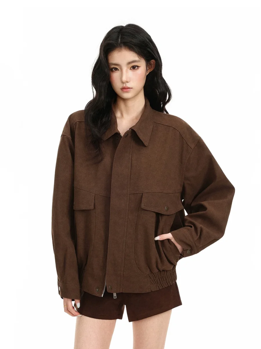 BIGGOLD | Loose Faux Suede Workwear Jacket - 4