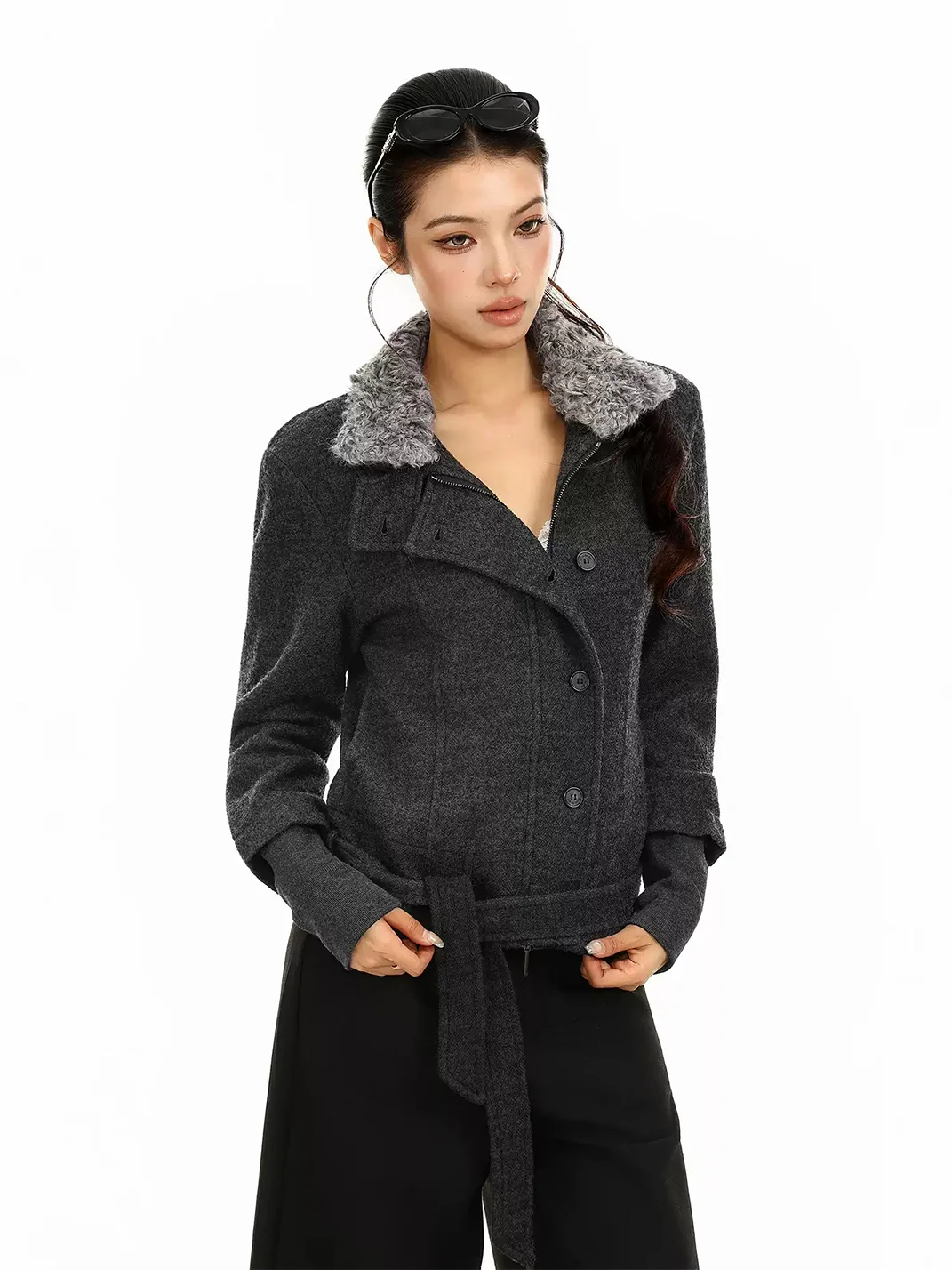BIGGOLD | Plush Collar Short Jacket