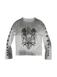 SAXGENWON | Distressed Boxy Waffle Graphic Long Sleeve Tee