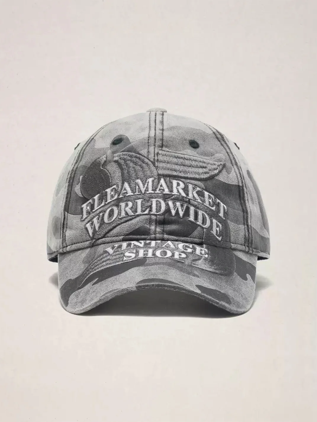 Fleamarket hat shop | Gray Camouflage Embroidered Baseball Cap