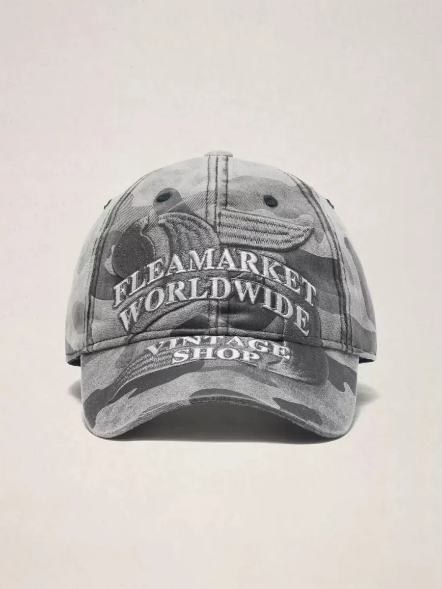 Fleamarket hat shop | Gray Camouflage Embroidered Baseball Cap - 4