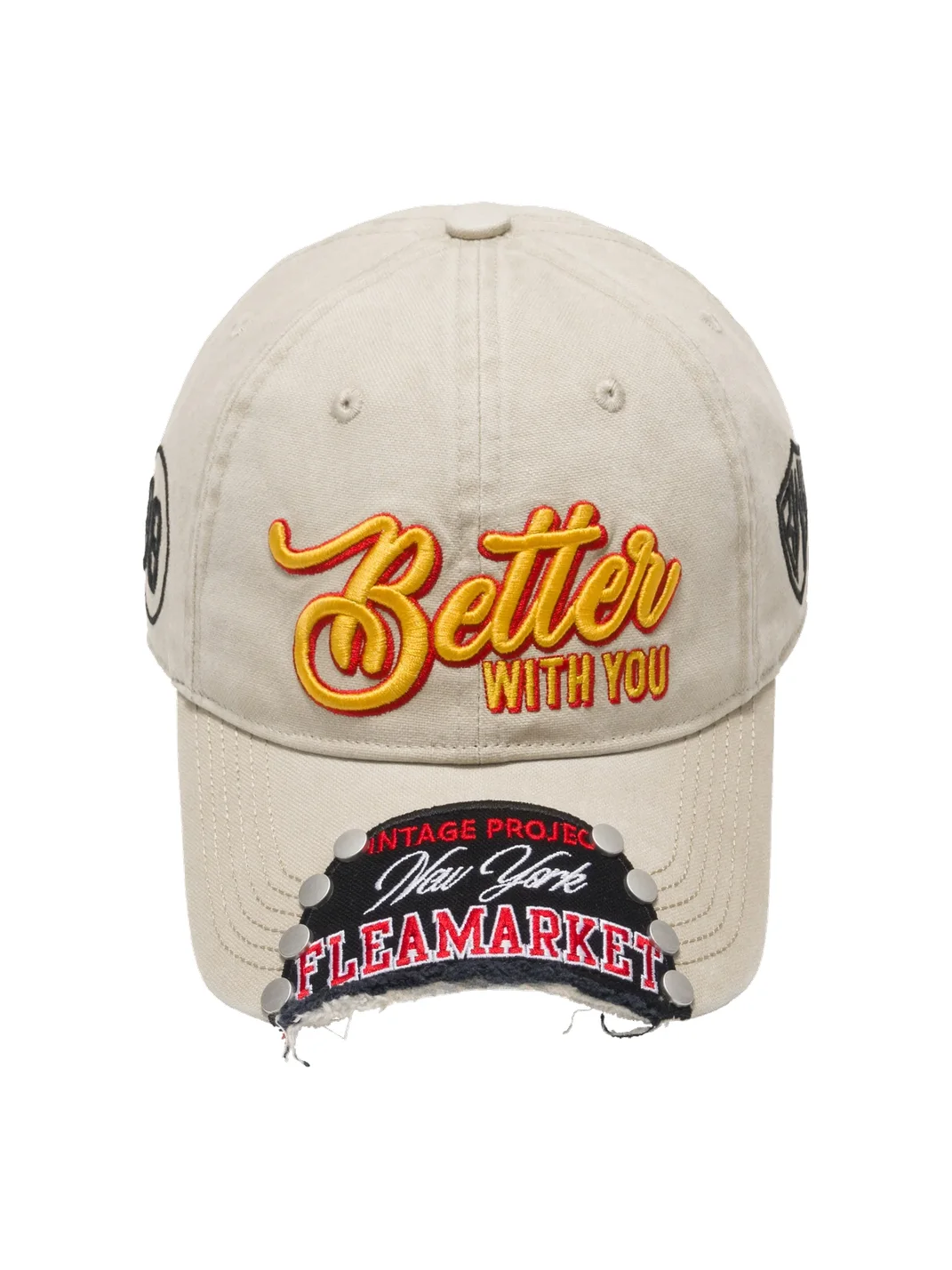 Fleamarket hat shop | Washed Embroidered Studded Baseball Cap