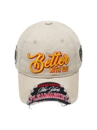 Fleamarket hat shop | Washed Embroidered Studded Baseball Cap