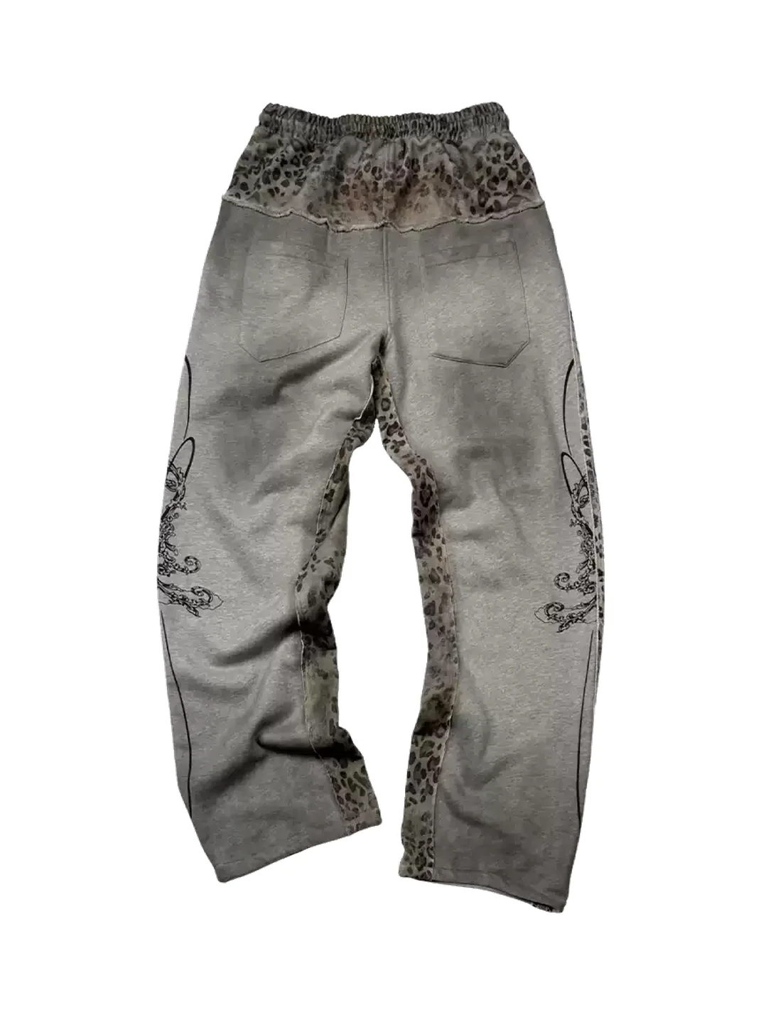 SAXGENWON | Leopard Double Waist Distressed Washed Sweatpants