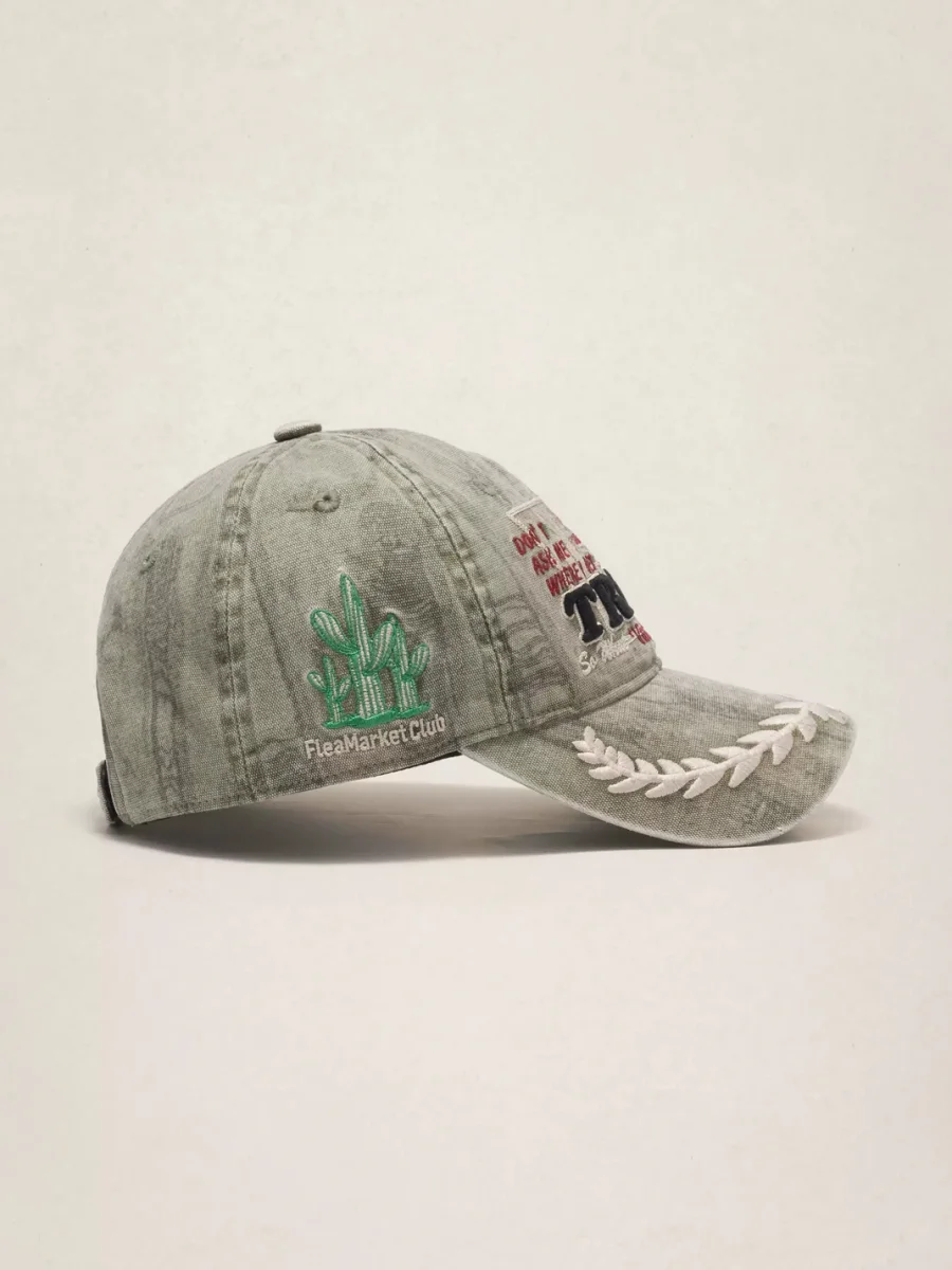 Fleamarket hat shop | Vintage Washed Cactus Embroidered Baseball Cap - 3