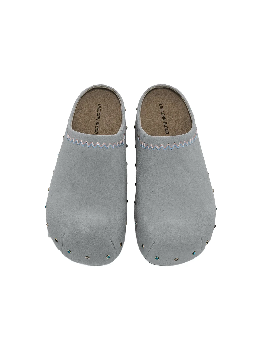UnicornBlood | Rhinestone Platform Suede Clog Mules
