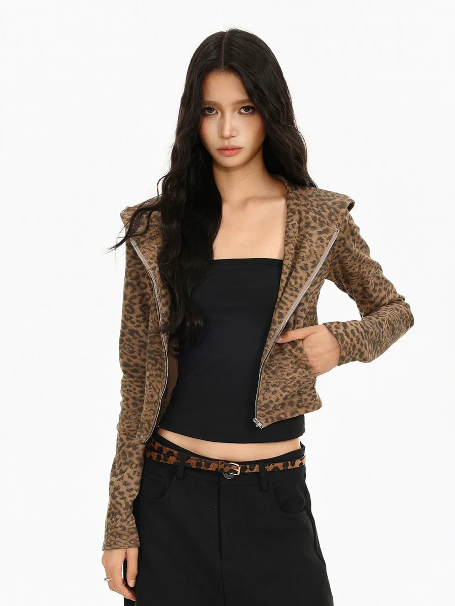 BIGGOLD | Leopard Cropped Hooded Zip Jacket - 4
