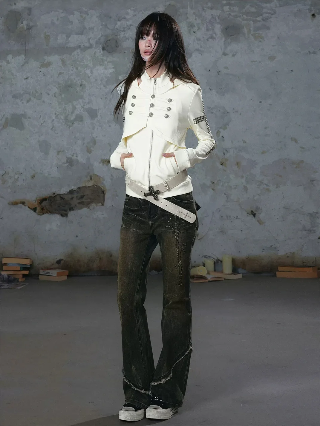 Cest Nous | Punk Studded Napoleon Zip Hoodie
