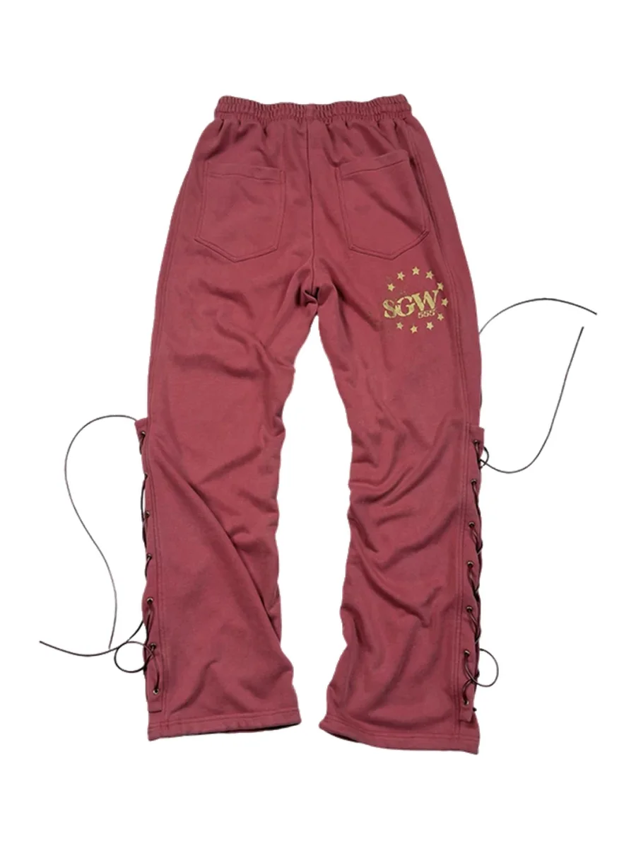 SAXGENWON | Lace-Up Washed Hoodie And Sweatpants Set - 3