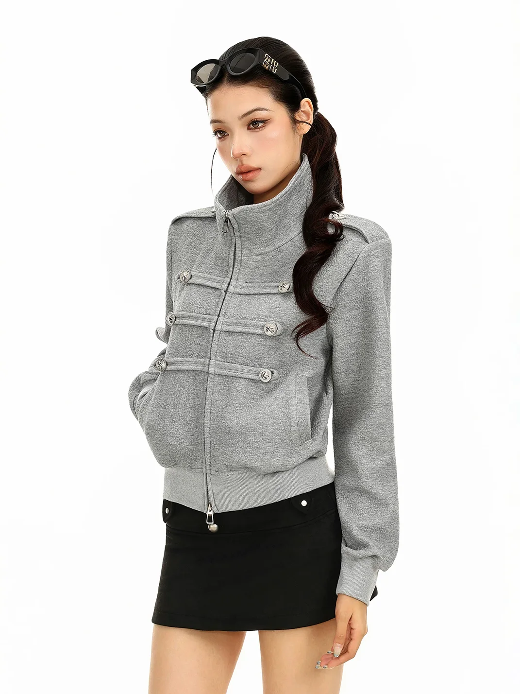 BIGGOLD | Stand Collar Double-Breasted Zipper Jacket