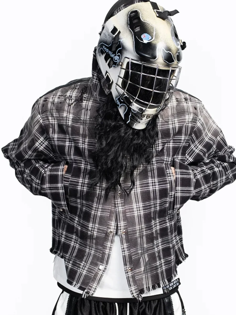 FVVO | Distressed Hooded Plaid Shirt - 4
