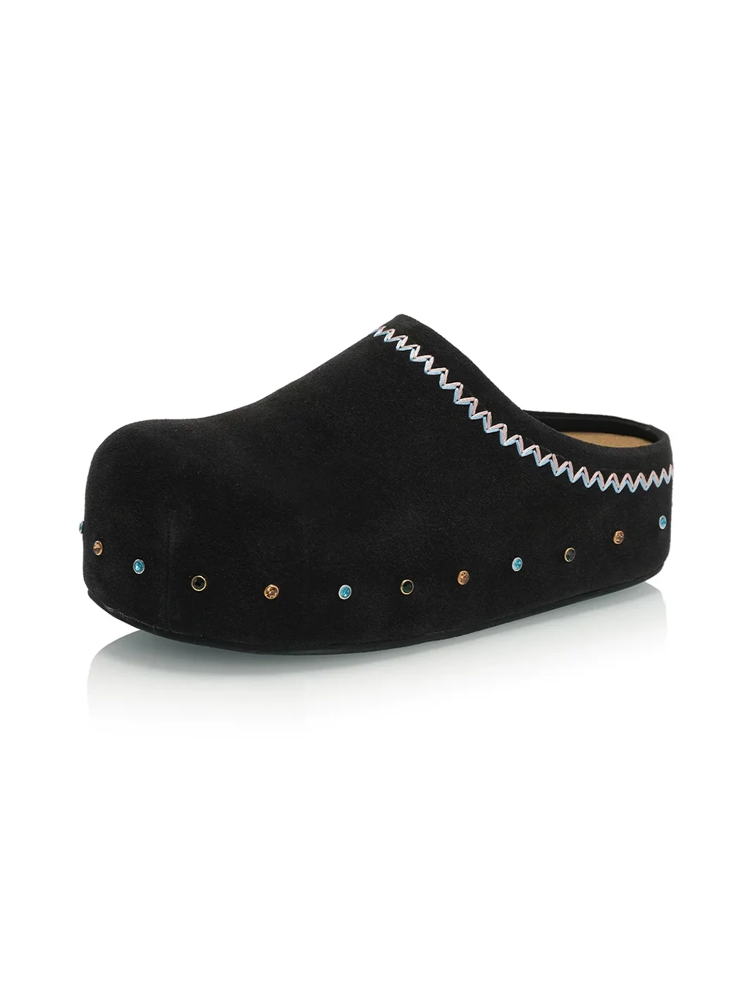 UnicornBlood | Rhinestone Platform Suede Clog Mules