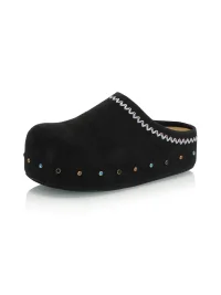 UnicornBlood | Rhinestone Platform Suede Clog Mules