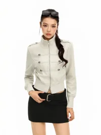 BIGGOLD | Vintage Cropped Stand Collar Military Jacket
