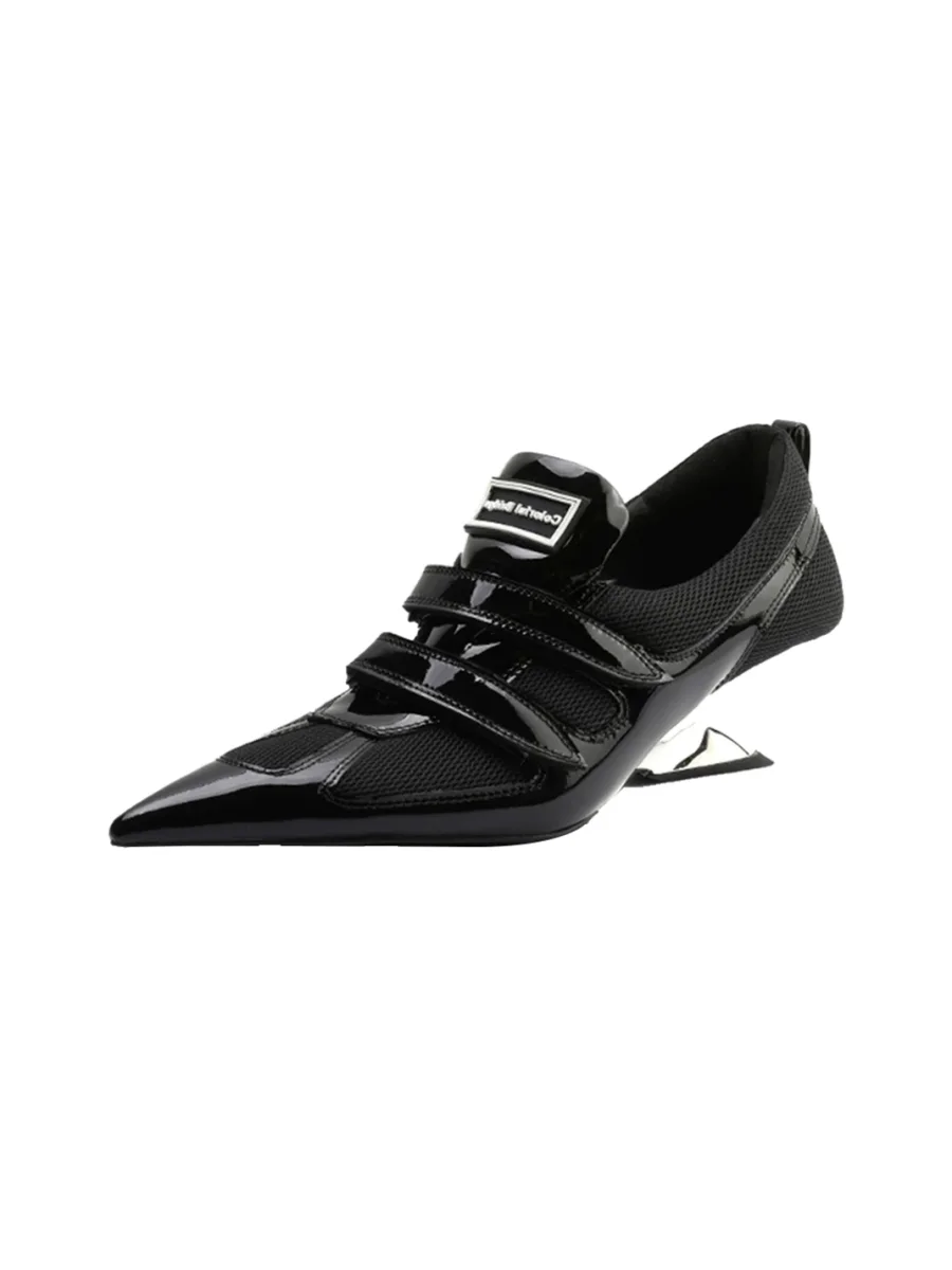 Colorful Bridge | Pointed Wedge Heels with Mesh and Patent Leather - 3