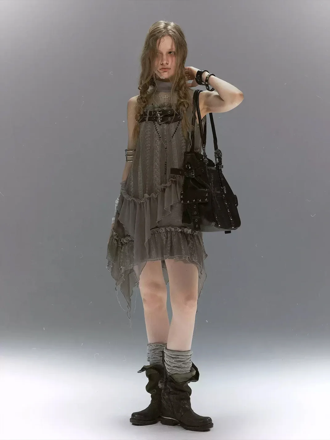 Cest Nous | Studded Cross Large Shoulder Bag