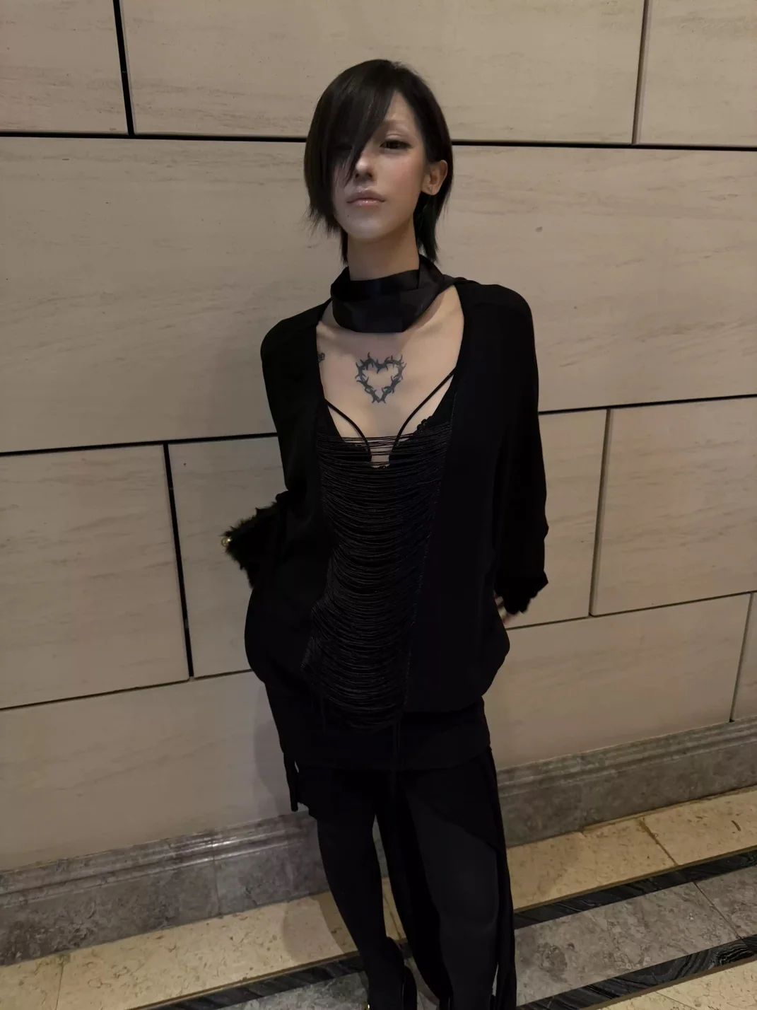 Imdelusion | Fringe Low Neck Batwing Sleeve Top
