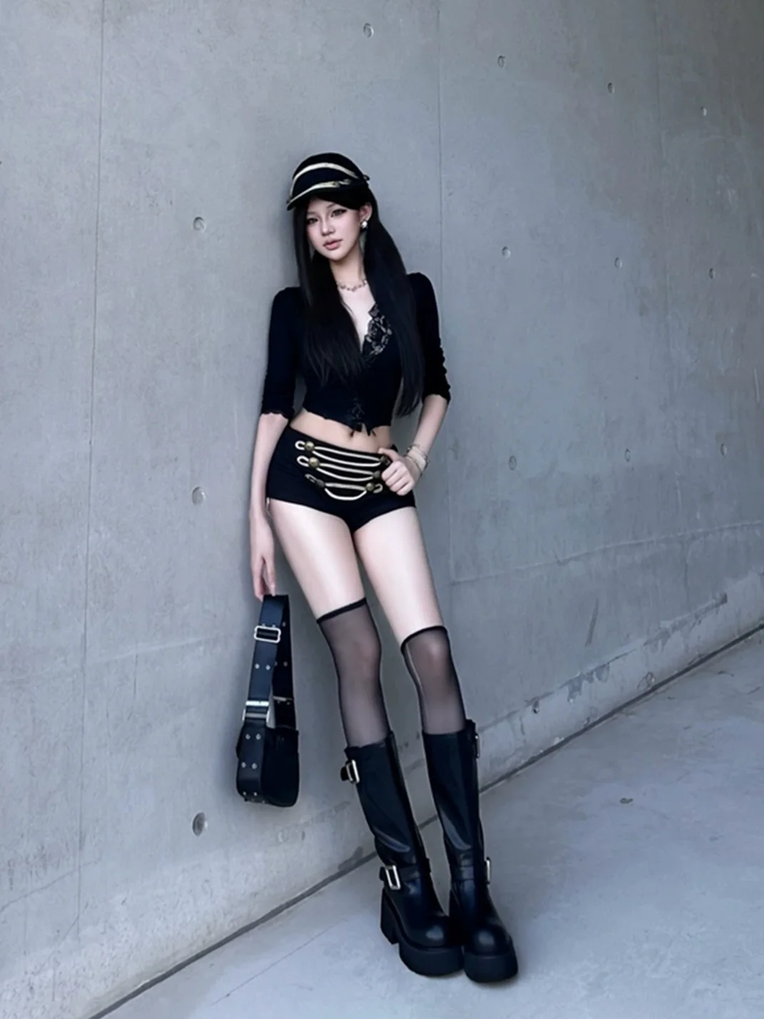 Colorful Bridge | Leather Mid-Calf Platform Engineer Boots