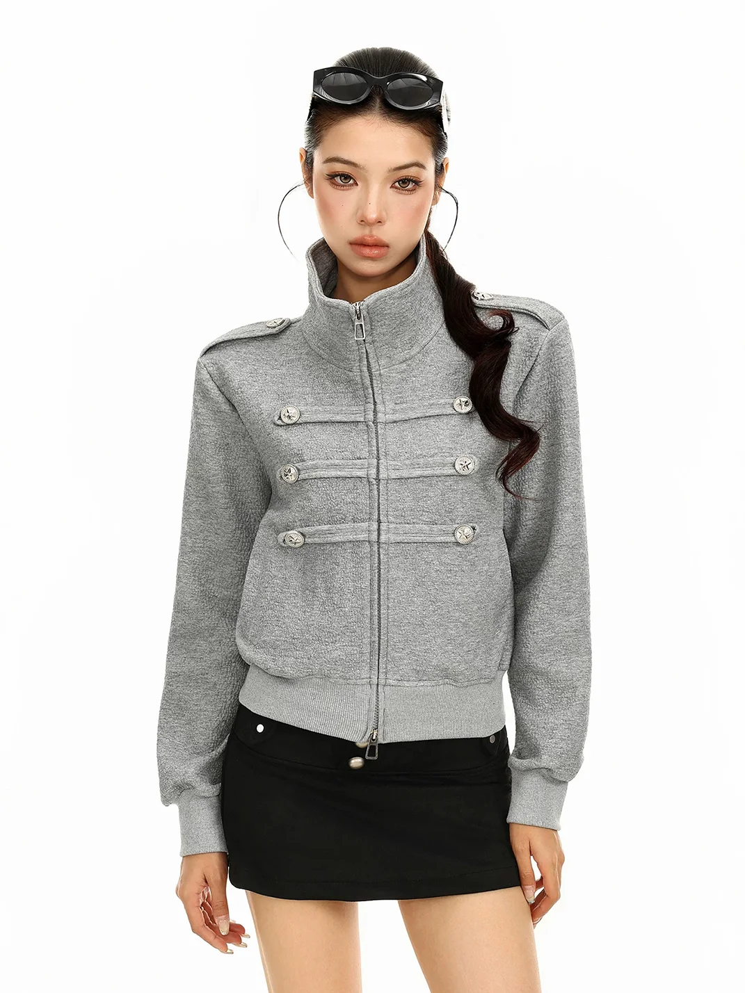 BIGGOLD | Stand Collar Double-Breasted Zipper Jacket