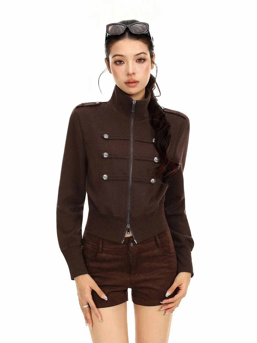 BIGGOLD | Vintage Cropped Stand Collar Military Jacket