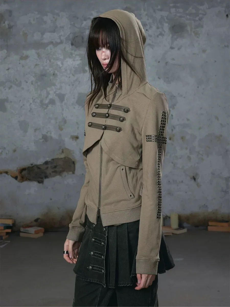 Cest Nous | Punk Studded Napoleon Zip Hoodie - 2