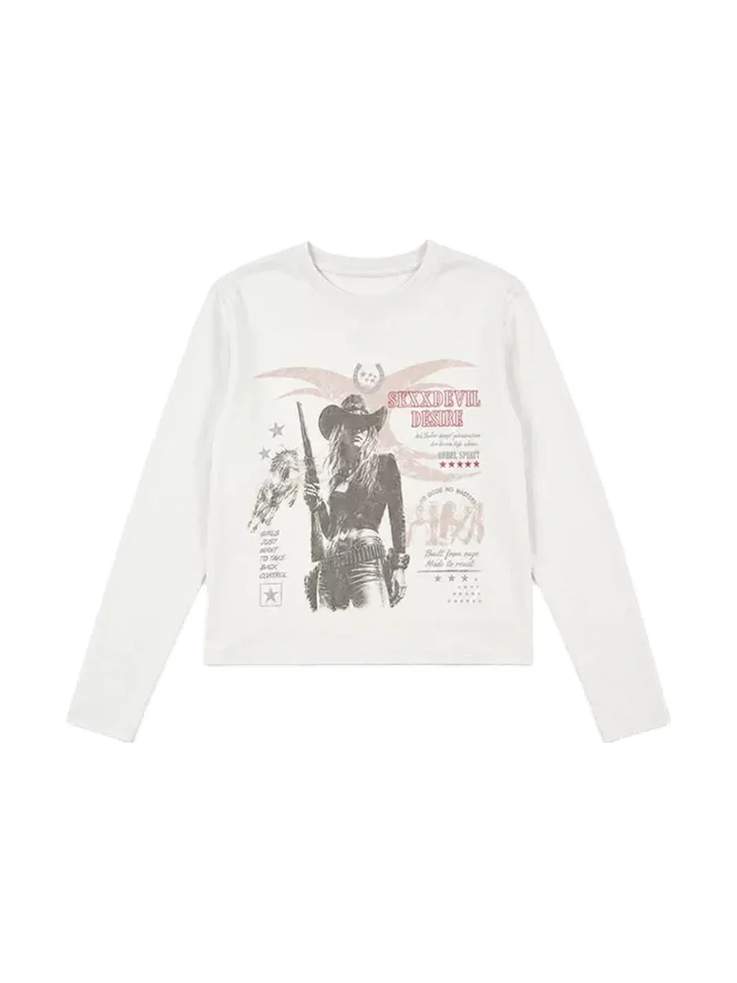 SEXXDEVIL | Distressed Digital Print Long Sleeve T-Shirt