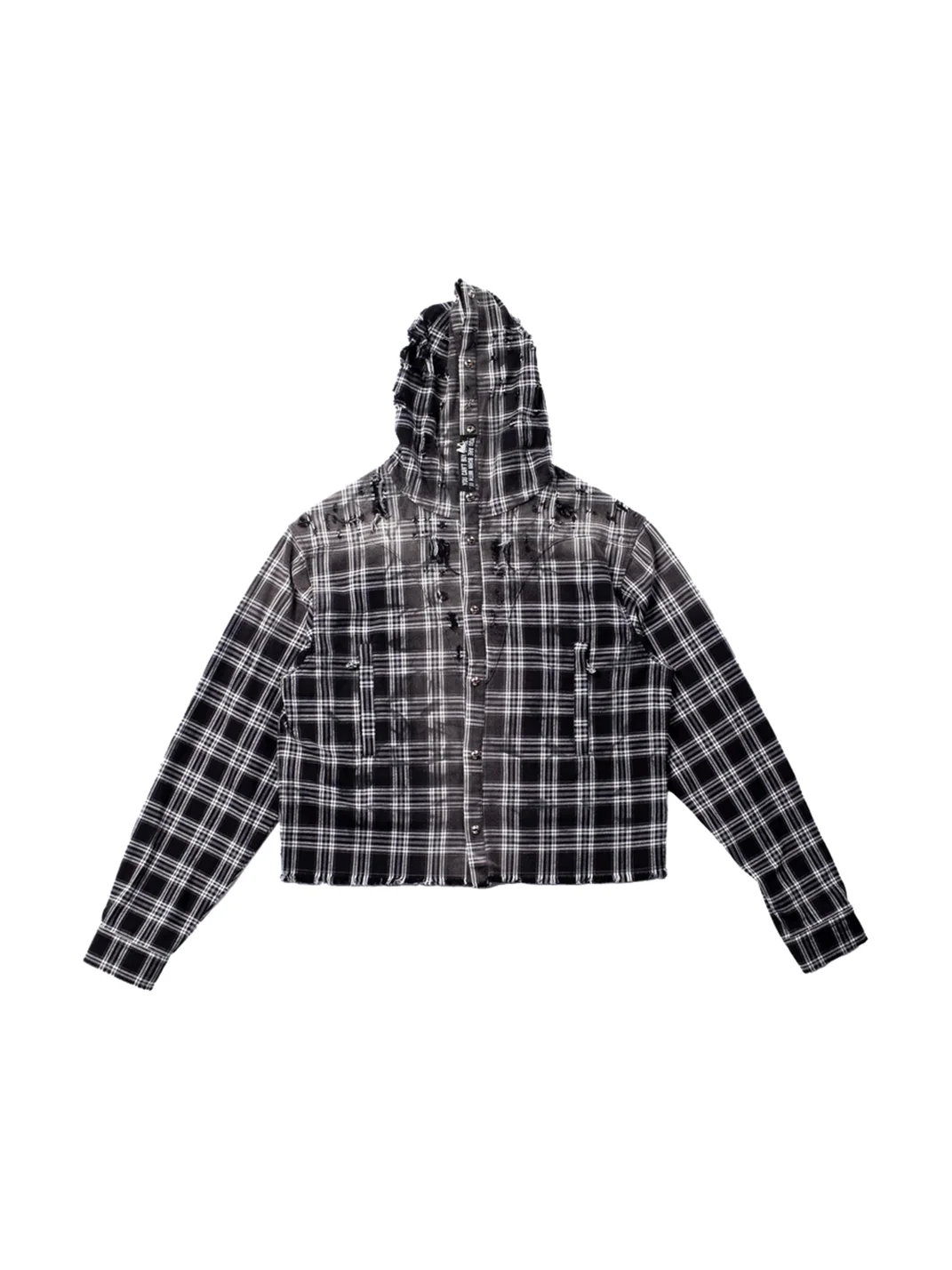 FVVO | Distressed Hooded Plaid Shirt
