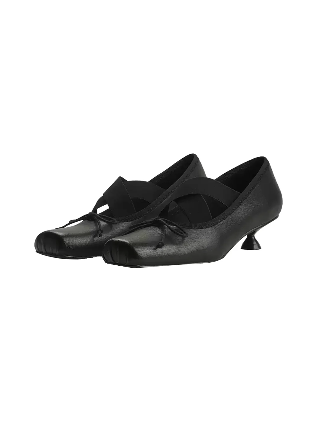 Colorful Bridge | Bow Cross-Strap Square-Toe Kitten Heels