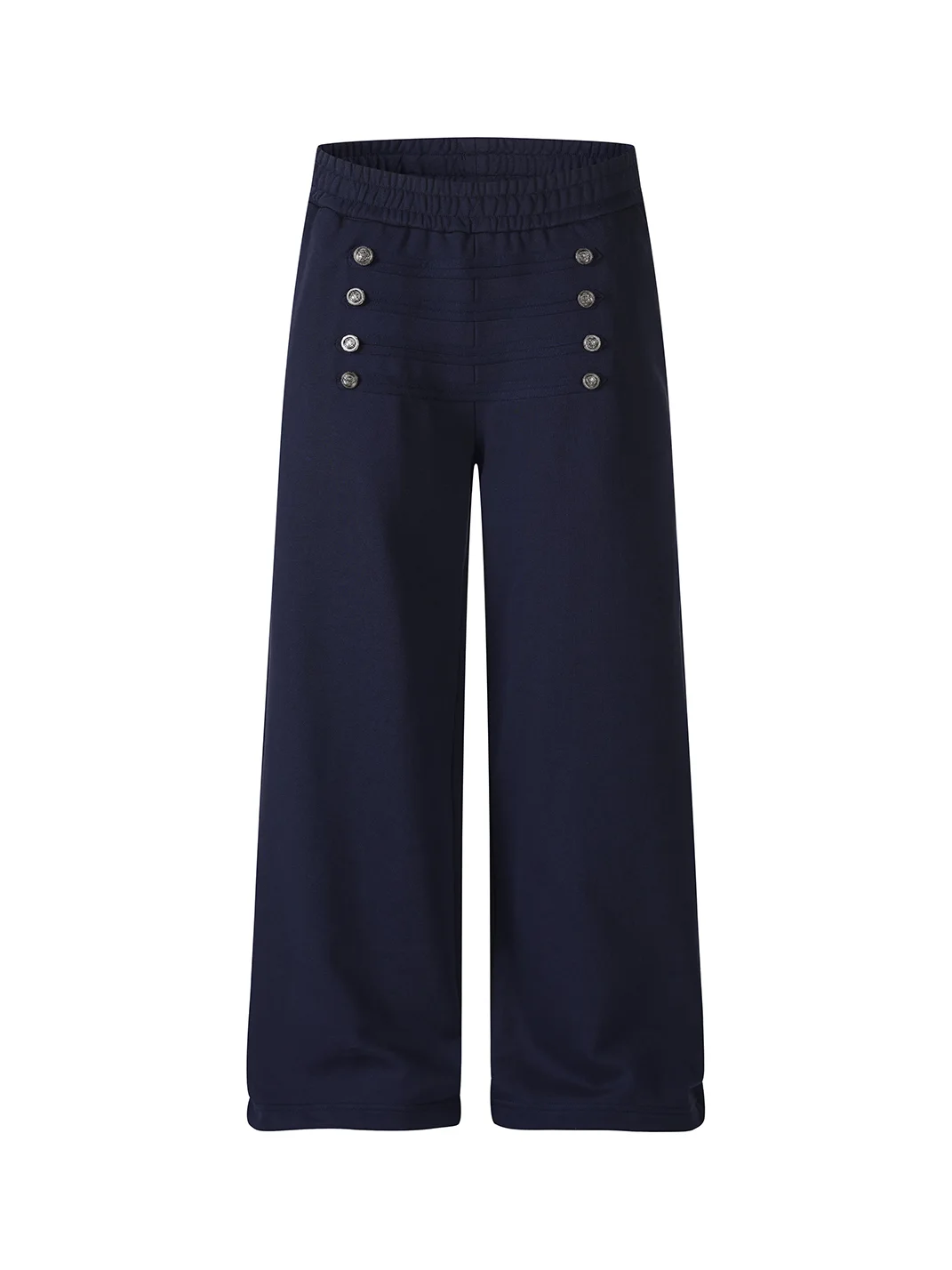 BIGGOLD | Wide-Leg Button-Trim Sweatpants