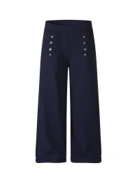 BIGGOLD | Wide-Leg Button-Trim Sweatpants