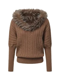 BIGGOLD | Plush V-Neck Cable Knit Sweater