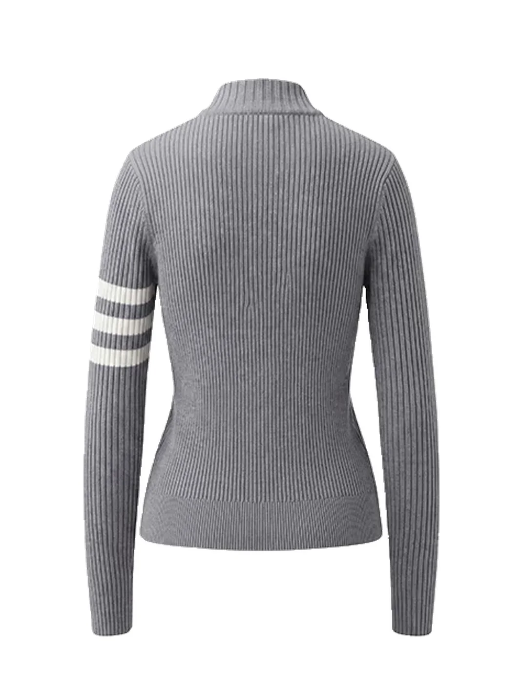BIGGOLD | Fitted Rib Knit Zip Cardigan Sweater
