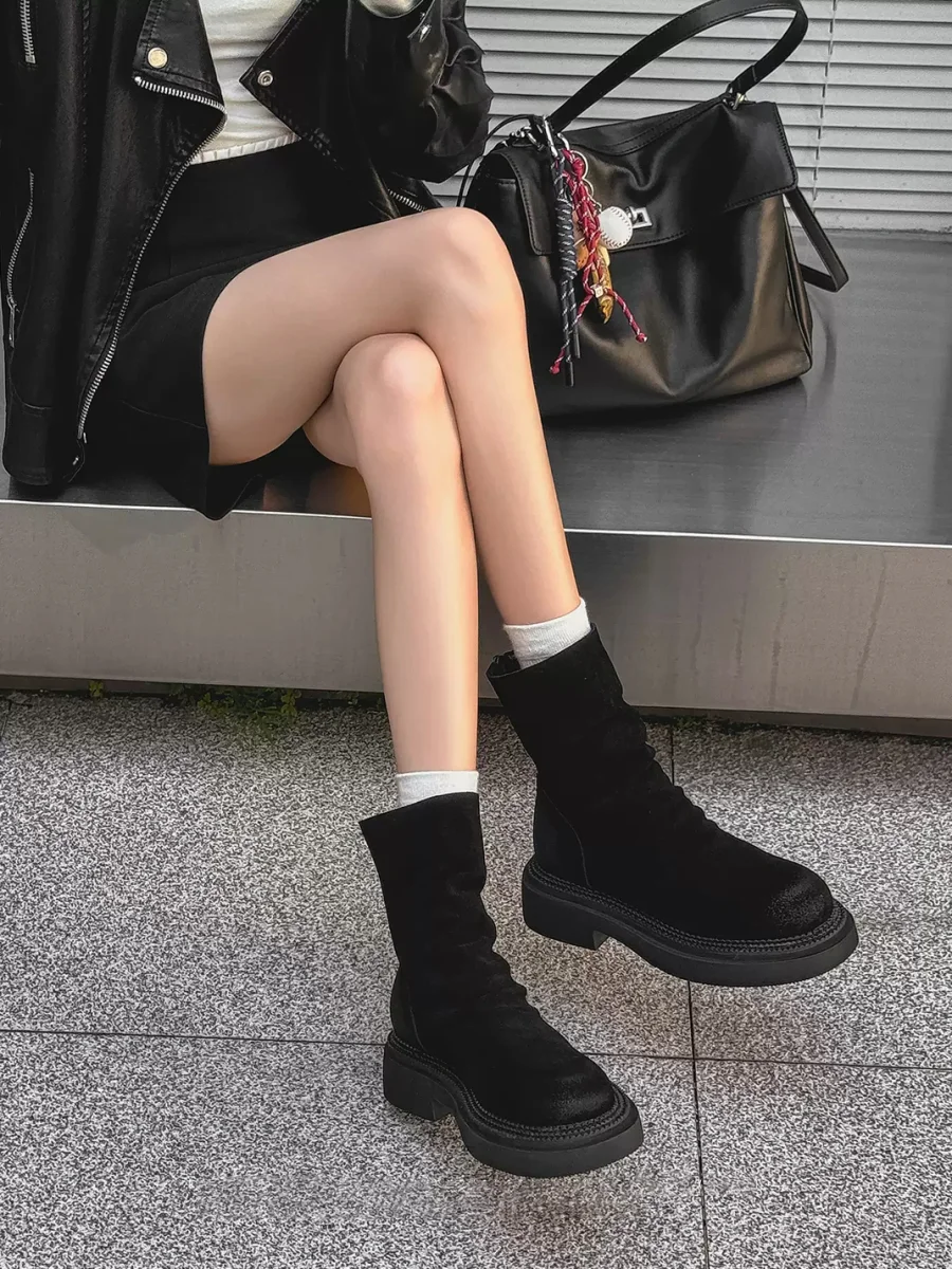 GSL | Slouchy Platform Leather Ankle Boots - 4
