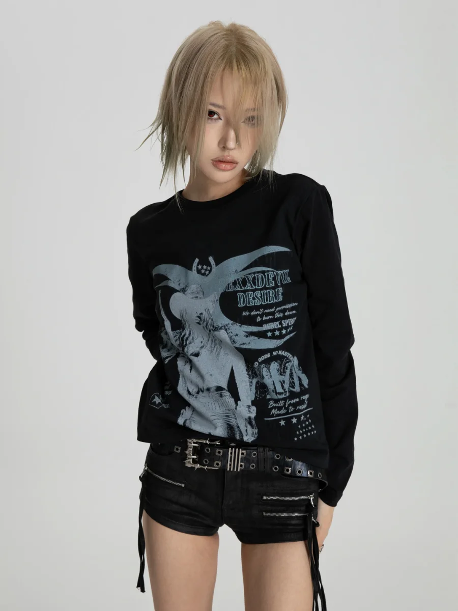 SEXXDEVIL | Distressed Digital Print Long Sleeve T-Shirt - 2