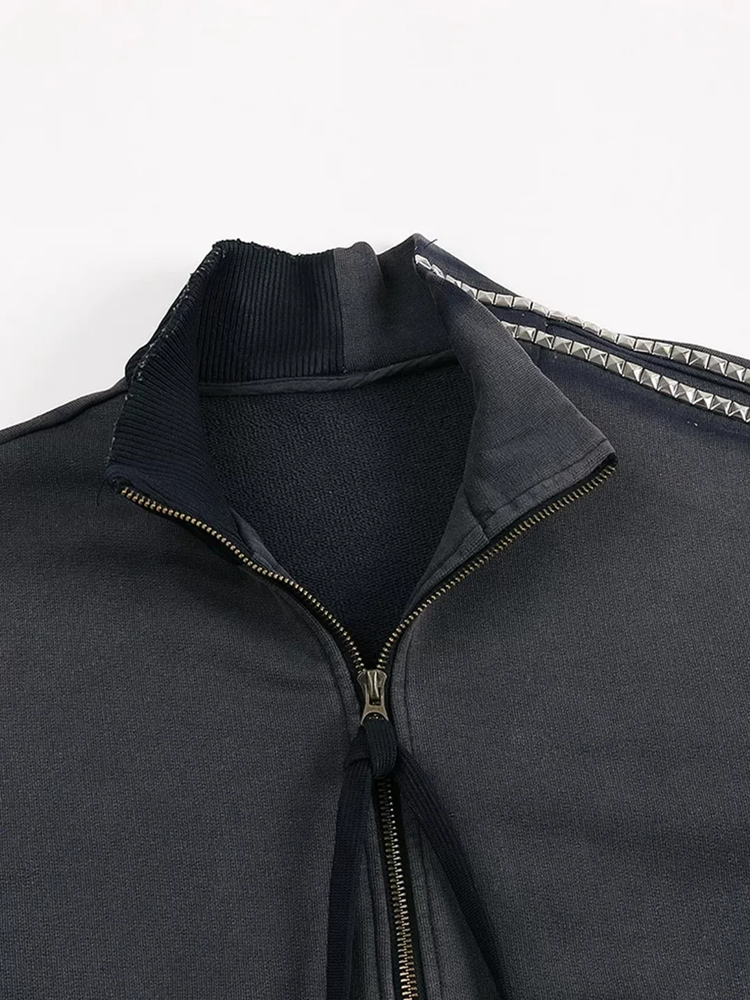 WHISTLEHUNTER | Washed Studded Slim Fit Zip Jacket