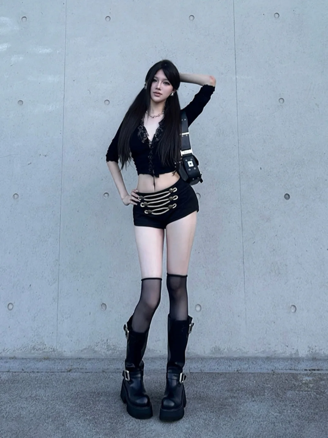 Colorful Bridge | Leather Mid-Calf Platform Engineer Boots