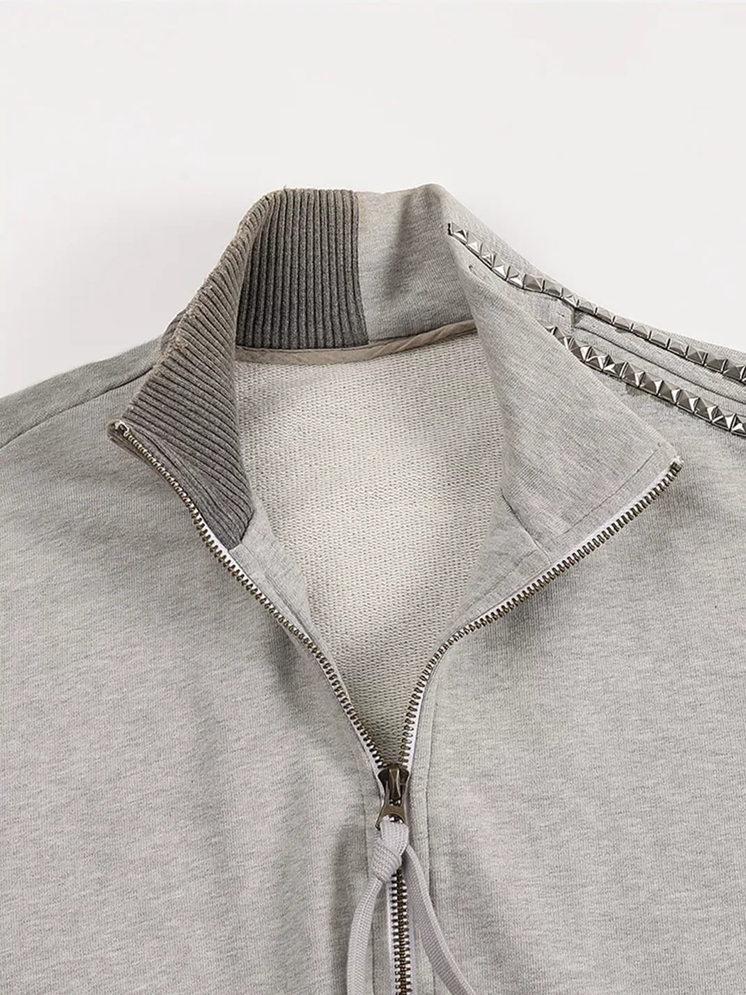 WHISTLEHUNTER | Washed Studded Slim Fit Zip Jacket
