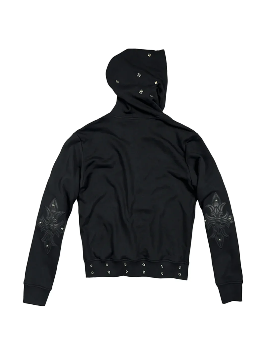 SAXGENWON | Studded Eyelet Applique Embroidered Zip Hoodie
