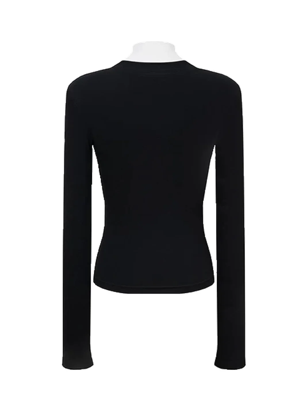 BIGGOLD | Split Mock Neck Long Sleeve Fitted Top