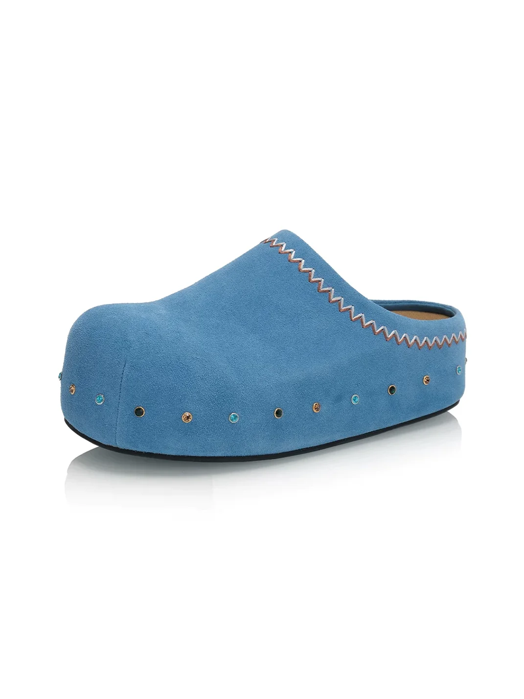 UnicornBlood | Rhinestone Platform Suede Clog Mules