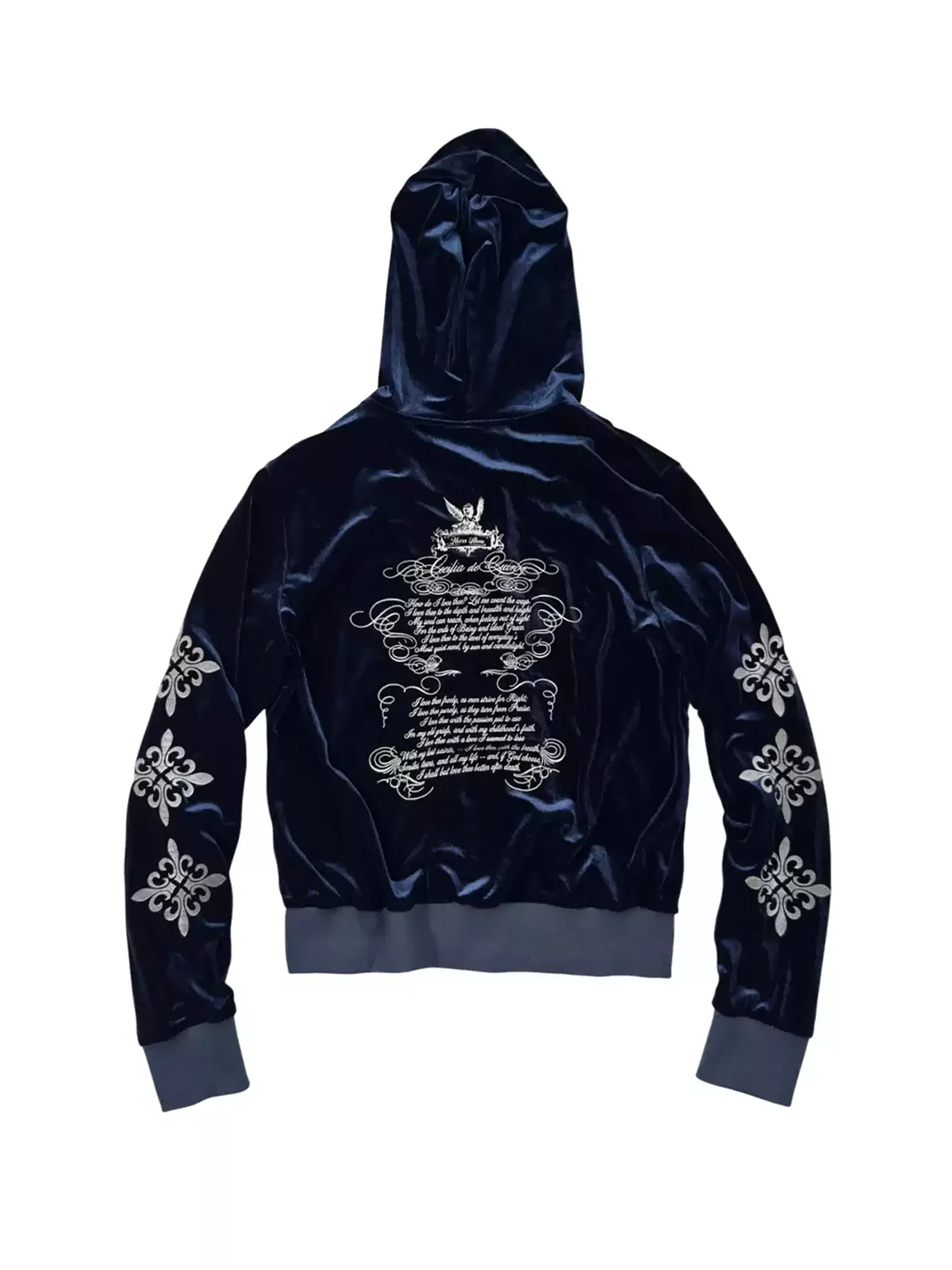 SAXGENWON | Velvet Silver Print Hoodie And Pants Set